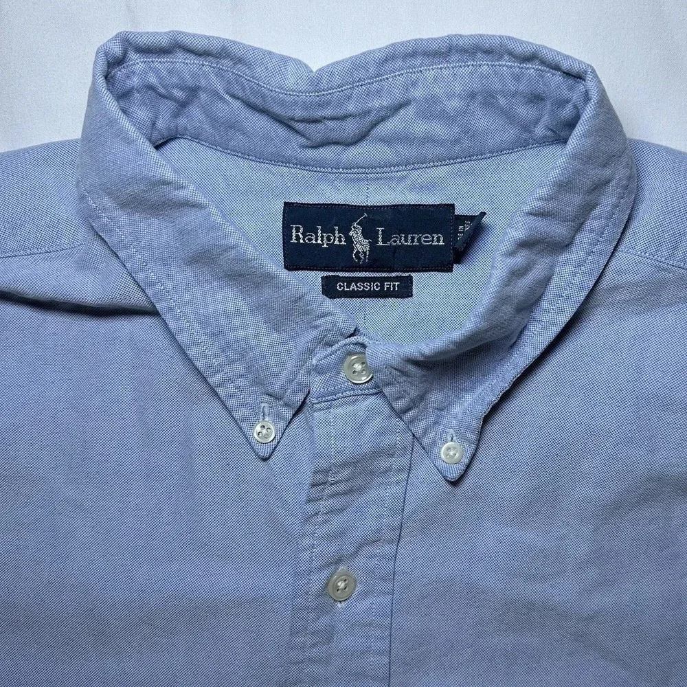 Polo Ralph Lauren Shirt Mens 1XB Blue Denim Chambray Short Sleeve Button Down